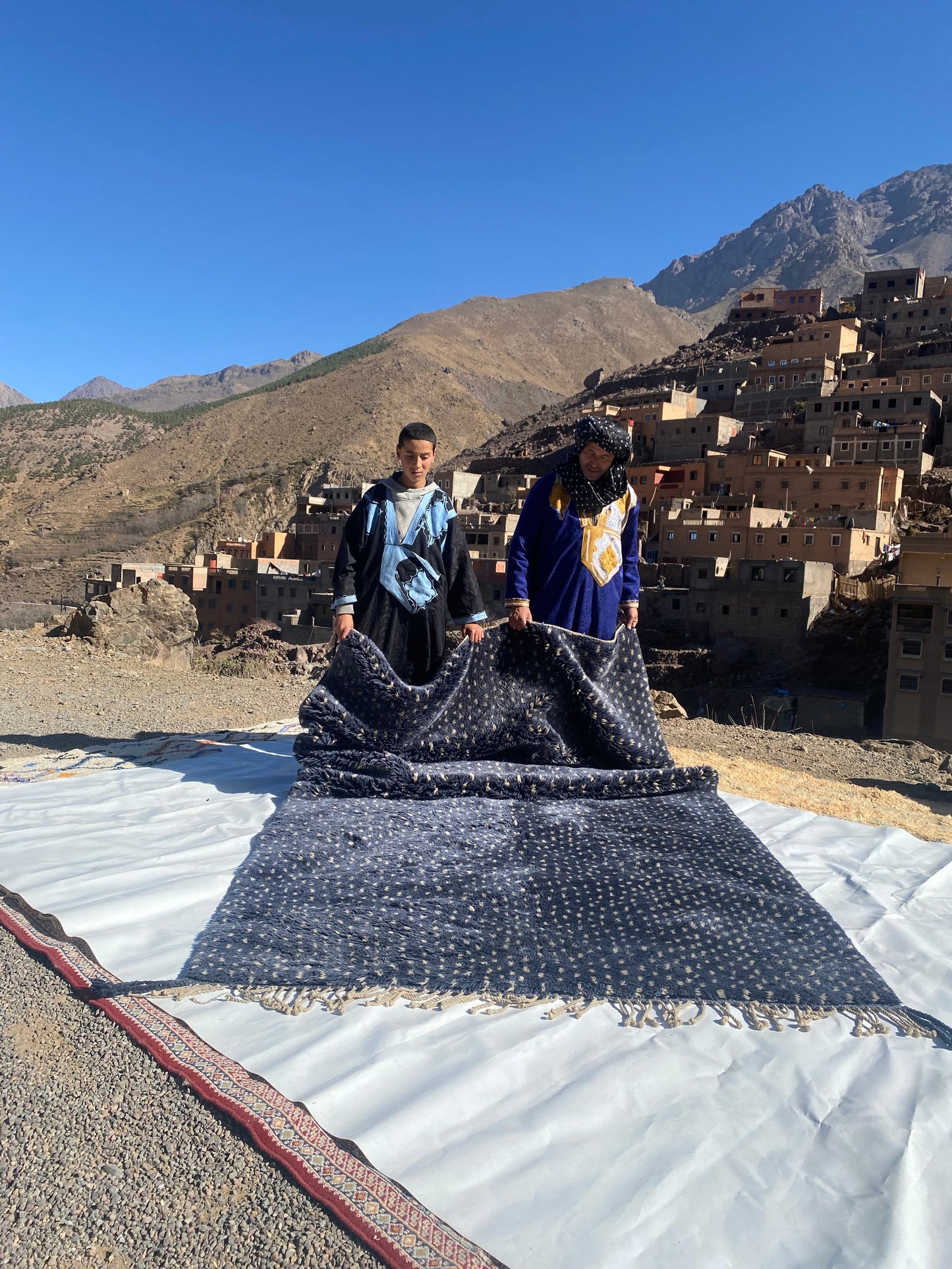Beni Ourain rugs originate from the Atlas Mountains of Morocco and are characterized by their distinctive, neutral-toned, and geometric designs. These handwoven rugs often feature a plush pile and are made by the Berber tribes,  size is 320x190 cm